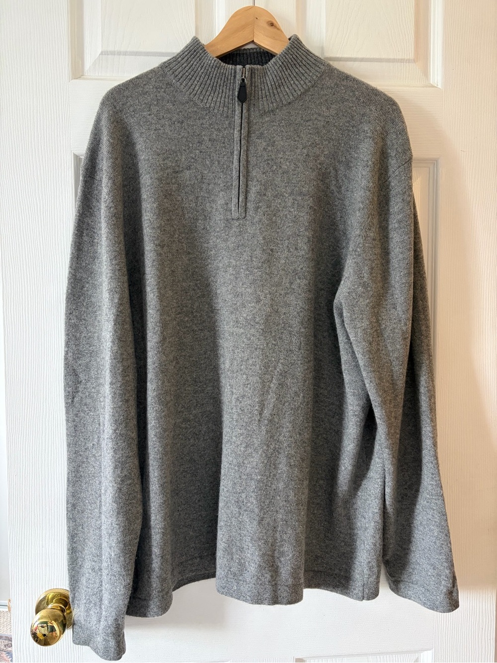 Men's Gray Half-Zip Mock Neck Sweater